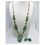JADE NECKLACE W/ ENAMELED SPACERS AND PEARL