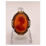 14K GOLD CAMEO BROOCH/PENDANT W/ SEED PEARL
