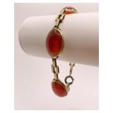 14K GOLD CARNELIAN BRACELET 19.2 GRAMS