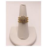 14K GOLD AND DIAMOND COCKTAIL RING SZ. 6.5- 8.5