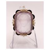 14K SETTING ART DECO CARVED INTAGLIO AMETHYST