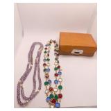 LEATHER TRAVEL JEWELRY HAND SEWN 3 1/2" X 2 1/2"