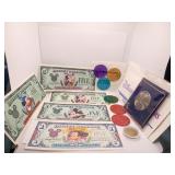 DISNEY CURRENCY $13 DOLLARS, EPCOT CENTER MEDAL,