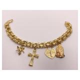 14K GOLD CHARM BRACELET W/ 14K CHARMS 33.4 GRAMS