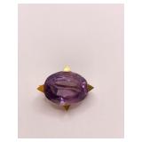 9K ROSE DE FRANCE PURPLE AMETHYST PIN 1"