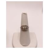 14K GOLD COCKTAIL RING SZ. 6.5 OVAL W/ DIAMOND