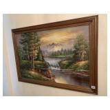 PICTURESQUE WATERFALL SCENE FRAMED 41" X 29"