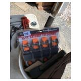 BUCKET WITH NEW 15 FT RATCHET TIE DOWNS, SAWS,
