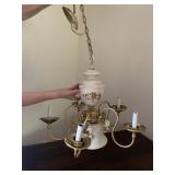 5 ARM CHANDELIER W/ GLASS SHADES