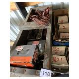 WOOD BOX INCLUDING SPRINGS, SCREWS, COPPER WIRE,