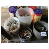 VARIOUS CONTAINERS INCLUDING BOLTS, EYE BOLTS
