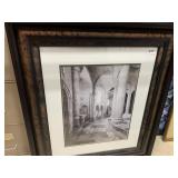 FRAMED BLACK AND WHITE PRINT 35" X 30"