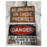 METAL DANGER NO SMOKING SIGNS 2