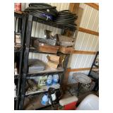 BLACK PLASTIC SHELVING UNIT CONTENTS NOT