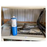 TWO HAND DRILL, HALF FULL PROPANE BOTTLE,