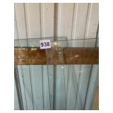 2 THICK GLASS SHELVES 12.5" W X 56" H