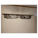 MOOSE AND BEAR WALL SHELF W/ WOOD TOP