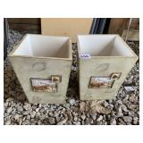 PAIR OF GARBAGE CANS WITH MOOSE