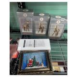 LIGHT UP SANTA W/ BEAR AT TREE IN PICTURE FRAME