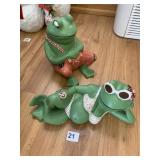 TWO CERAMIC FROGS