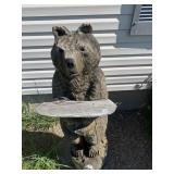 WOOD CARVED BEAR W/ TRAY