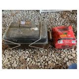 USED CHARCOAL GRILL AND PARTIAL BAG OF CHARCOAL