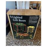 3 LIGHTED GIFT BOXES IN BOXES