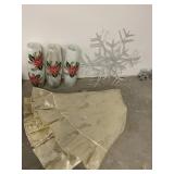 TREE SKIRT (3) POINSETTIA CANDLES, SNOWFLAKE