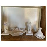 WESTMORELAND MILK GLASS CENTER PC. BOWL, 2 CANDLE