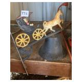 CAST IRON HORSE DRAWN WAGON BELL