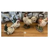 2 SETS OF ROOSTER FIGURES