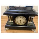 MANTLE CLOCK WITH METAL FEET ONE DETACHED W/ LION