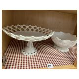 MILK GLASS PEDESTAL CENTER PC.