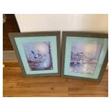 TWO FRAMED GEESE PRINTS