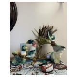 LIGHT UP MALLARD DUCK IN FLIGHT LAMP, VASE AND