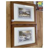TWO CABIN SCENE PRINTS BY M. CAROSELLI WAWA-