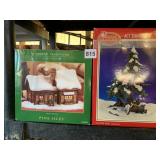 SNOW COVERED BUILDING AND TREES IN BOXES