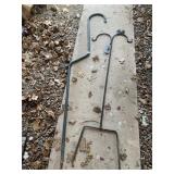 TALL GREEN METAL PLANT HANGER & BLACK CAST IRON