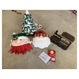 CERAMIC LIGHT UP TREE, TRAIN FIGURE, 2 ELF DOOR