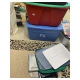 2 BINS RED ONE CRACK ON SIDE AND LARGE BLUE