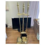 BRASS FINISH FIREPLACE SET