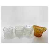 AMBER HAT TOOTHPICK HOLDER AND 3 OTHERS