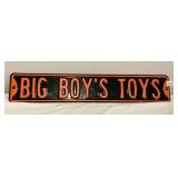 BIG BOYï¿½S TOYS ENAMELED PORCELAIN SIGN, 32X5.5