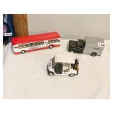 DIE CAST BUS, GOLF CART AND BUDGET TRUCK, KINSFUN