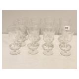 12 ETCHED WINE GLASSES, ALL MATCHING