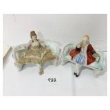 TWO VICTORIAN FIGURES, MADE IN JAPAN, HAND