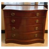 BOW FRONT 4 DRAWER MAHOGANY SERVER W/ BRASS