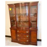 IMPRESSIVE GLASS FRONT MAHOGANY CHINA CABINET /