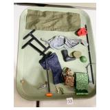 GI JOE ACCESSORIES, HELMETS, GUN, RADIO PACK ETC.