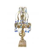 IRIDESCENT CRYSTAL LAMP MARBLE AND METAL BASE